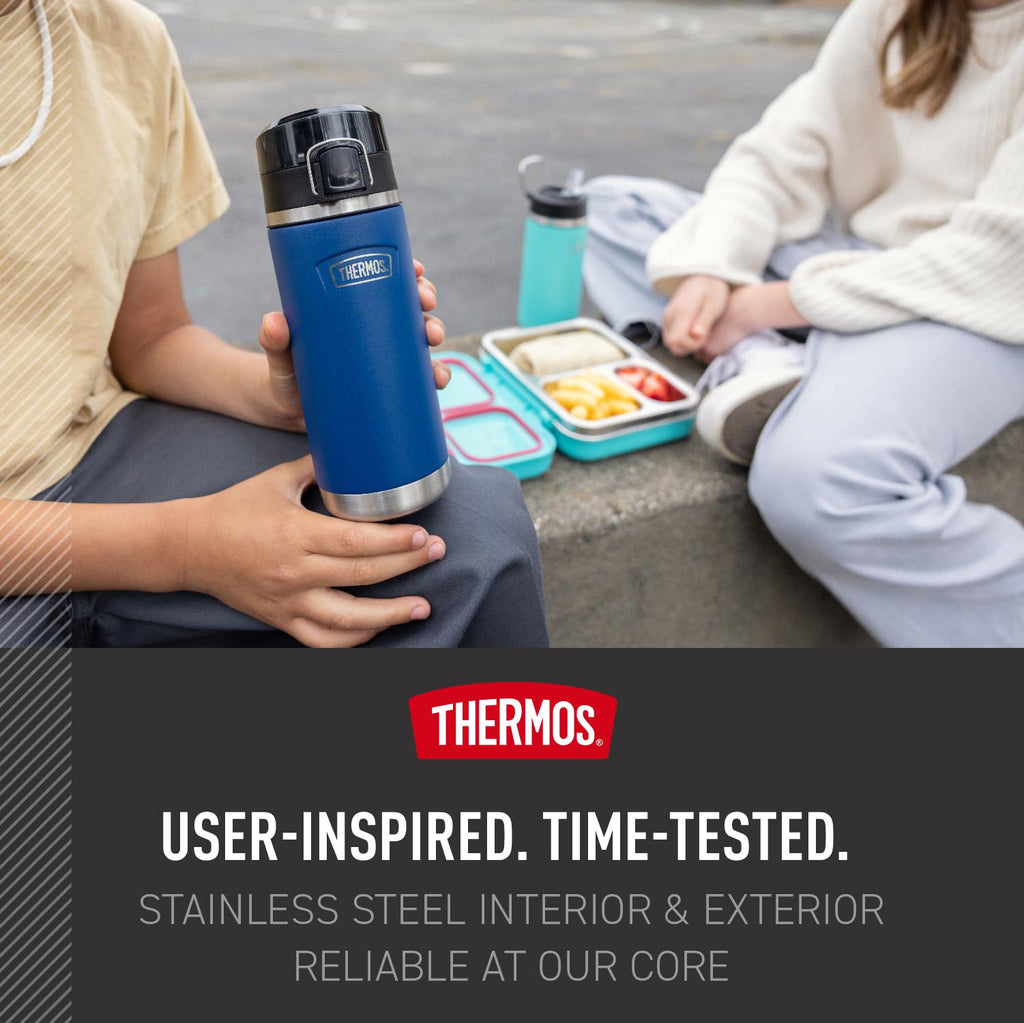 THERMOS ICON SERIES Water Bottle with Spout - 18 Ounce, Navy - Stainless Steel Vacuum Insulated Water Bottle with Lid