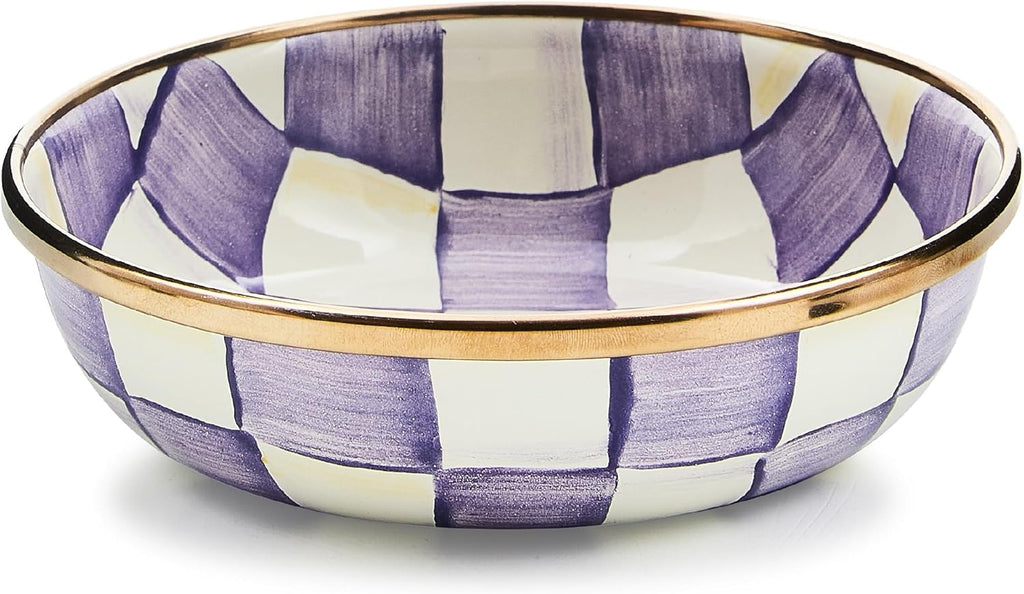 MACKENZIE-CHILDS Enamel Relish Dish - Small Serving Bowl for Entertaining | Purple & White Violet Check