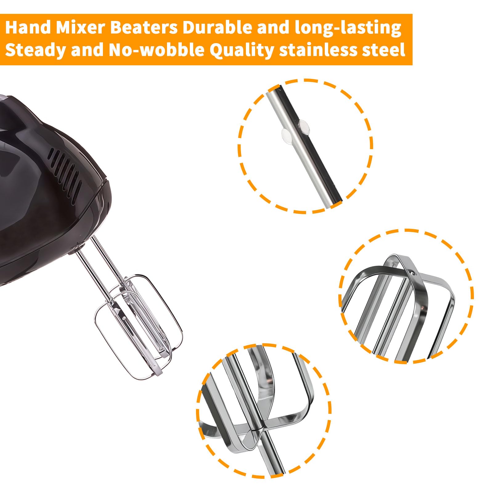 3MIRRORS Hand Mixer Beaters for Hamilton Beach Hand Mixers 62682RZ, 62692, 62695V, 64699, Stainless Steel stand mixer whisk Replacement Attachments 2-Pack