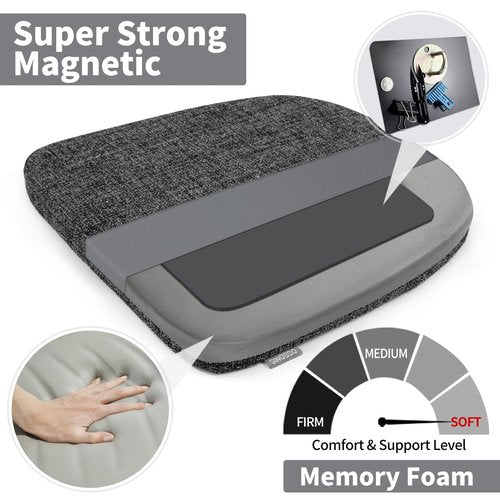 SINOSSO Memory Foam 14" Metal Chair Cushions 4 Pcs, Modern Interwoven Style Magnetic Chair Pads for Dining Kitchen Cafe Bistro Stackable Chair (U-Shape, Black-Gray, 4)