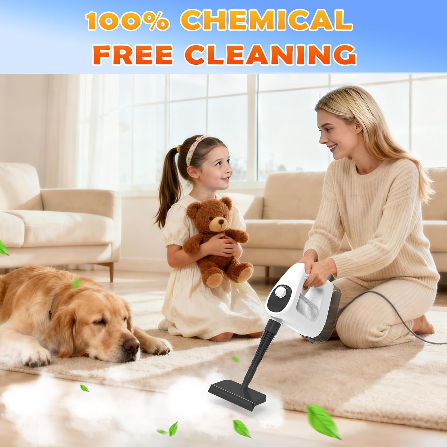 Skiennix Handheld Steam Cleaner - 3-Level Adjustable, 15s Heat-Up, 400ML Capacity, 14 Accessories Included
