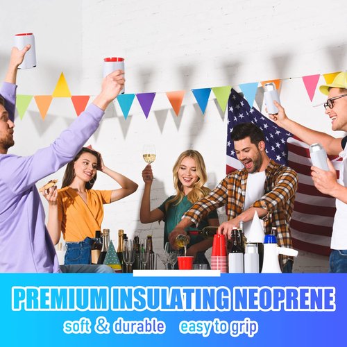 CHENGU 100 Pack Can Cooler Sleeves Neoprene Sublimation Insulated Beer Sleeves for Can Cooler Soda Drink Water Bottle Birthdays Weddings Bachelorette Party(Blank Style,White)