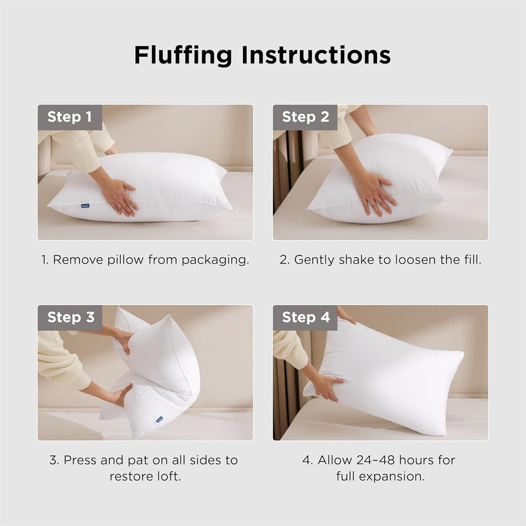 Bedsure Queen Size Pillows Set of 2 - Soft Down Alternative Hotel Collection for All Sleepers | 28"x19", White