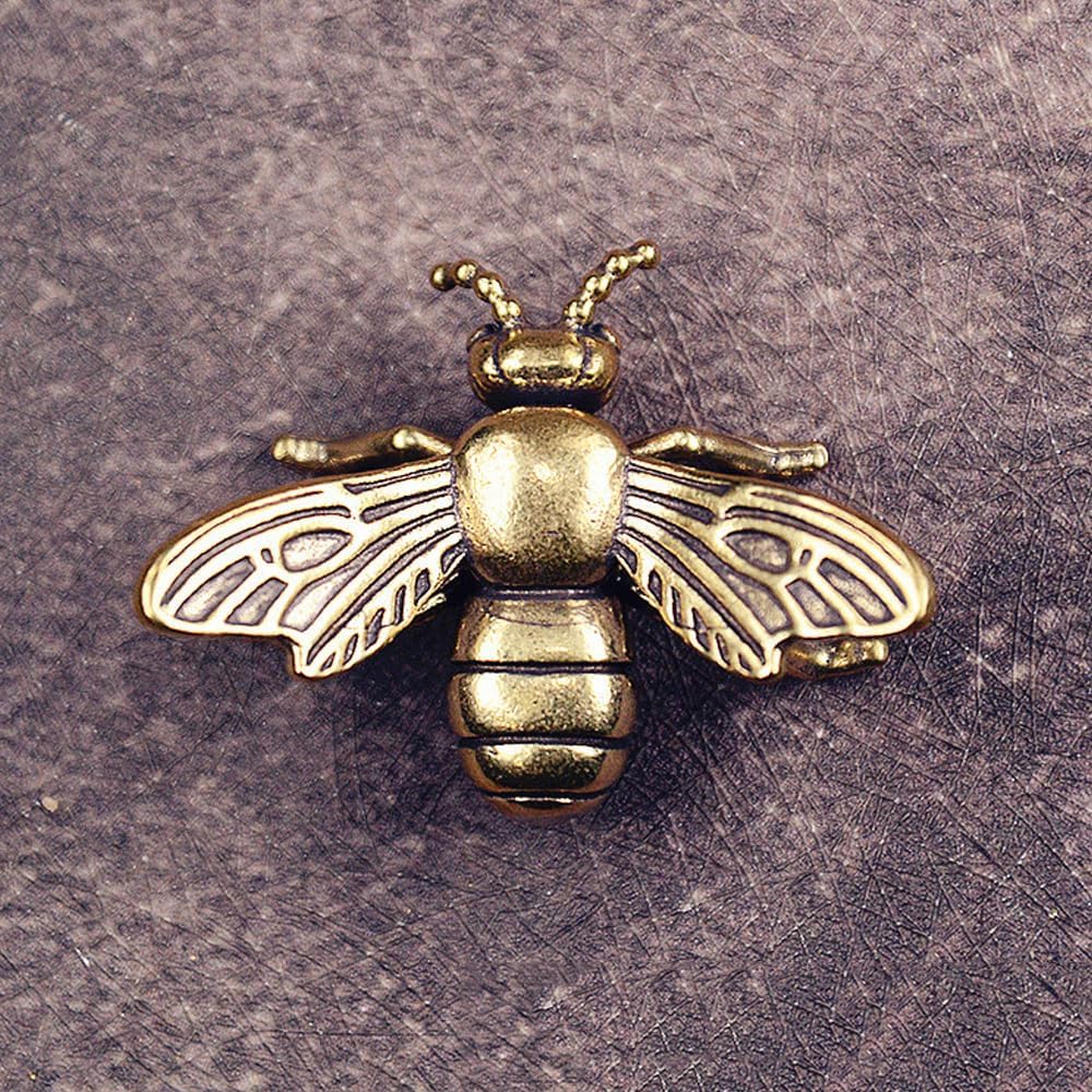 Skiennix Gold Bee Figurines - Decorative Brass Insect Statues | 3-Piece Collectible Set for Home Decor