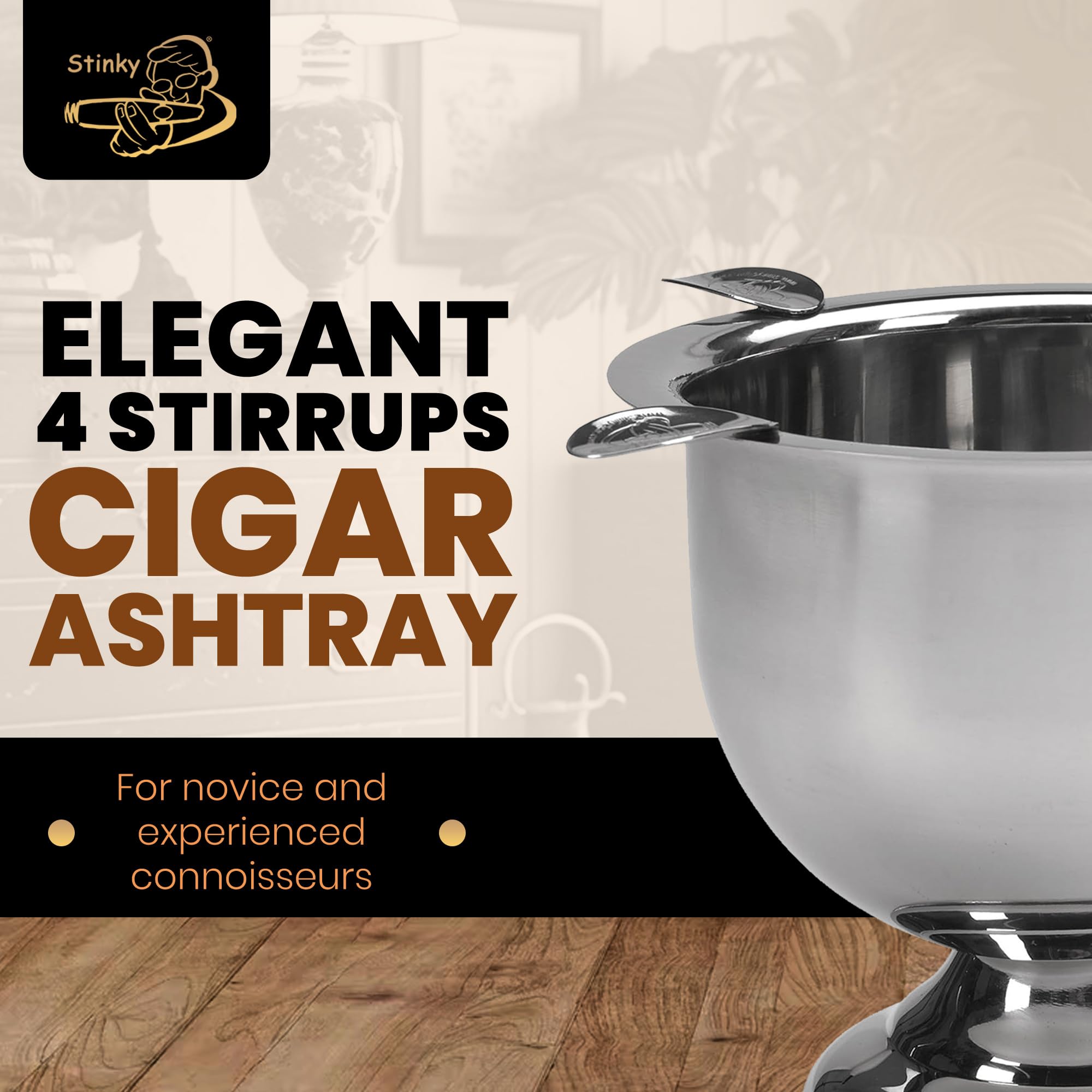 Stinky Cigar Ashtrays Tall Ashtray, Stainless Steel