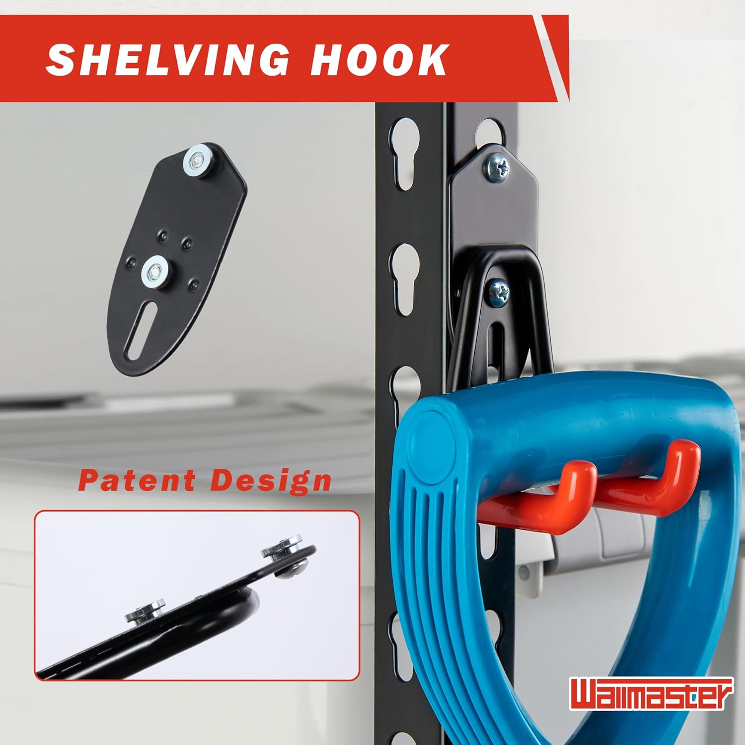 Wallmaster Garage Hooks Organizer Kit - 12 Pack Adjustable Heavy-Duty Steel Hooks for Garden Tool Storage