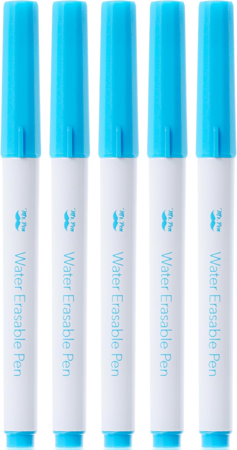 Mr. Pen Fabric Markers - Erasable & Water Soluble, 5 Pack in Blue for Sewing Projects