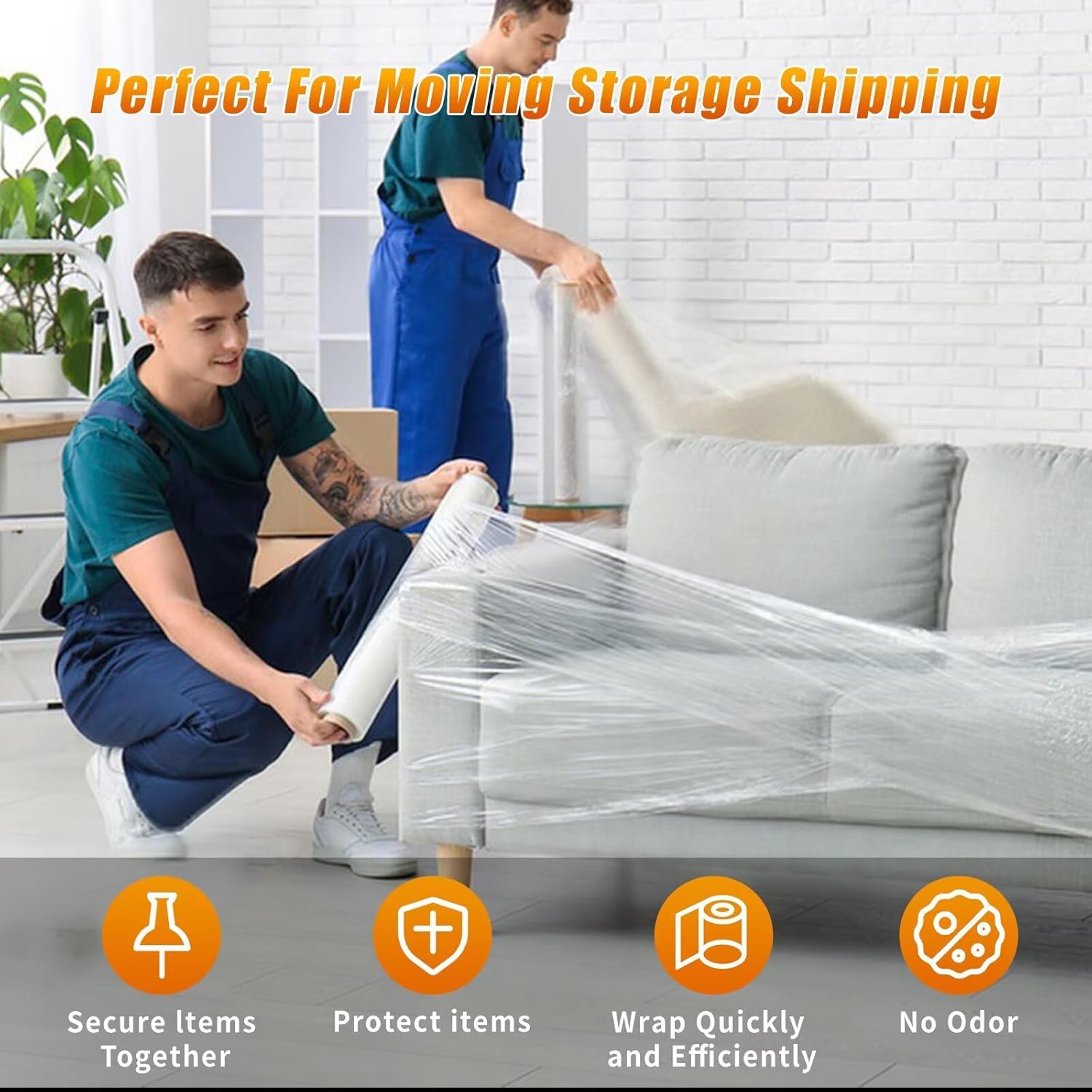 Stretch Film Shrink Wrap - Industrial Strength Plastic Wrap for Moving Supplies | 15 Inch, 1000ft, 2 Pack