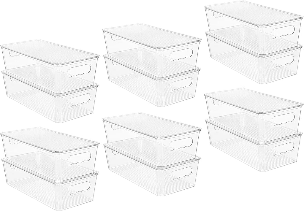 Vtopmart Clear Storage Bins - 12-Piece Stackable Organizers with Lids for Kitchen & Pantry