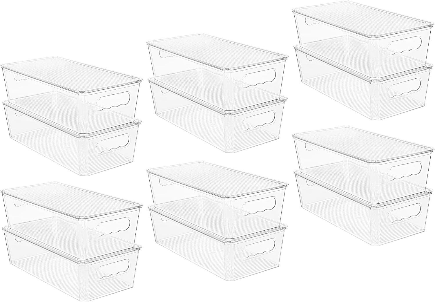 Vtopmart Clear Storage Bins - 12-Piece Stackable Organizers with Lids for Kitchen & Pantry