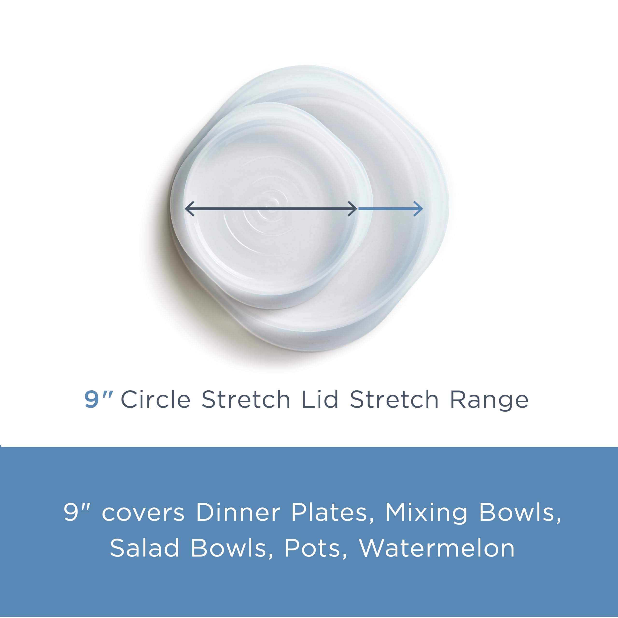 Stasher Premium Reusable Silicone Stretch Lids, Clear, 3pk of 9” Lids, Airtight Seal, Food Container Covers, BPA Free, Leak-free, Dishwasher Safe, Microwave Safe, Eco-Friendly