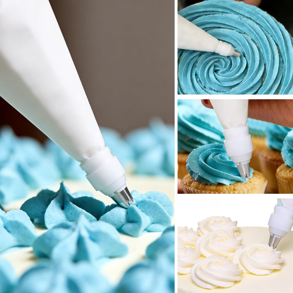 Reusable Cotton Piping Bags Set by [Brand Name] - 16" Large Pastry Bag with 10 Icing Tips & 2 Couplers for Cake Decorating