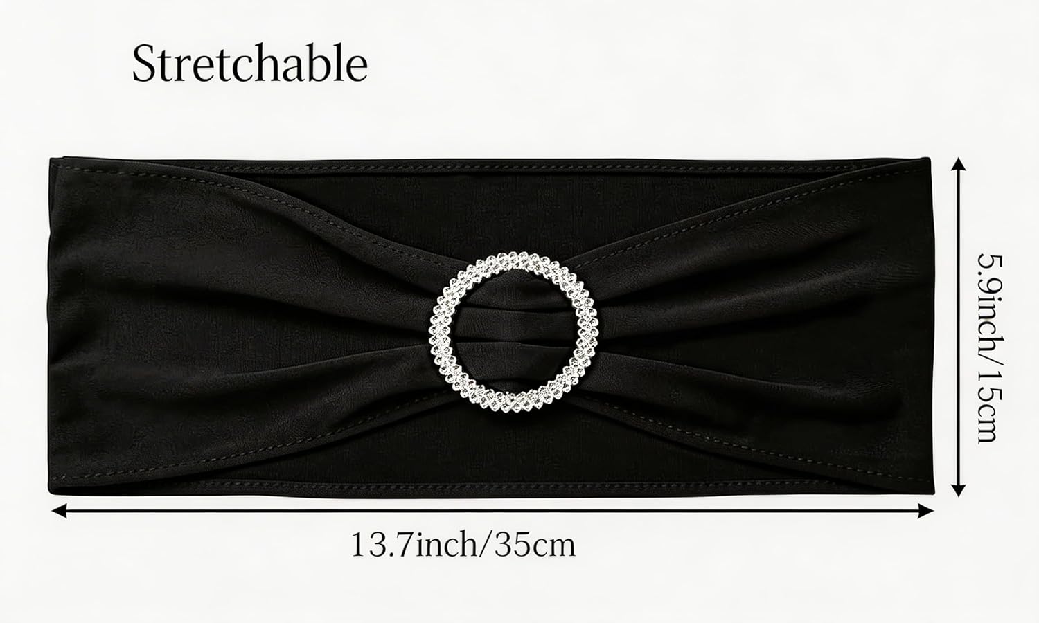 Skiennix 50 Pack Black Spandex Chair Sashes - Elegant Buckles for Weddings & Events