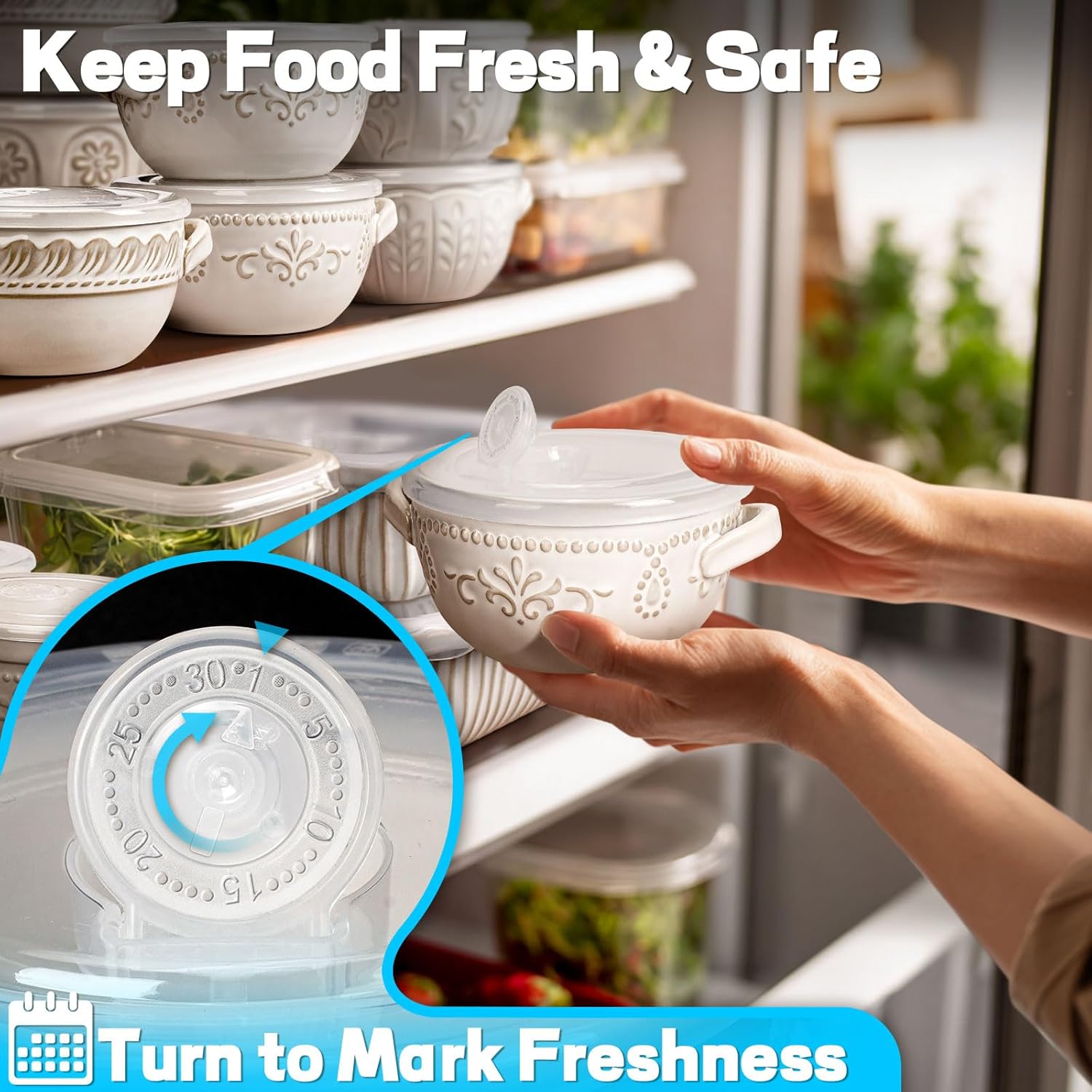 Artena Baking Dish - 5.1 Quart Casserole Dish with Handles | Oven Safe Ceramic Soup Crocks & Lids