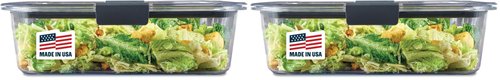 Rubbermaid Brilliance Food Storage Container, Large, 9.6 Cup | Clear | Pack of 2