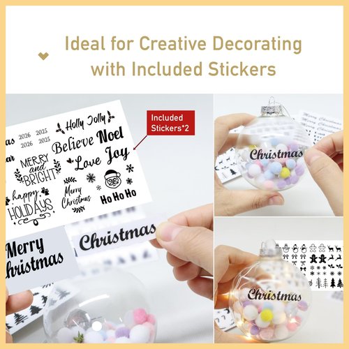 LUCOZA Clear Glass Ornaments, 3.15 Inch Fillable Christmas Balls DIY for Christmas, Wedding, Party, Round Transparent Glass Balls (Large, 9, Count)