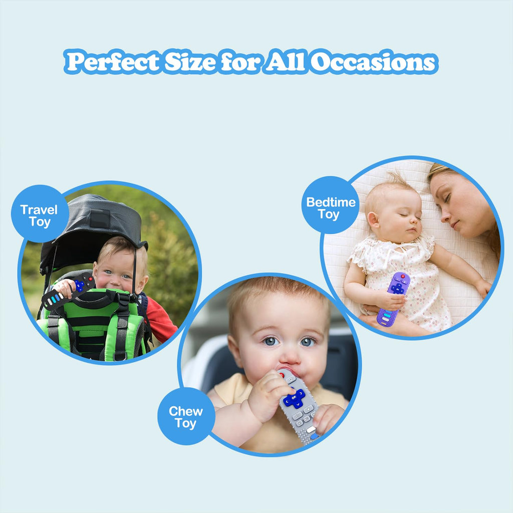 ROBBEAR Baby Teething Toys - Food Grade Silicone Teether in TV Remote Shape | BPA-Free, Pink & Blue