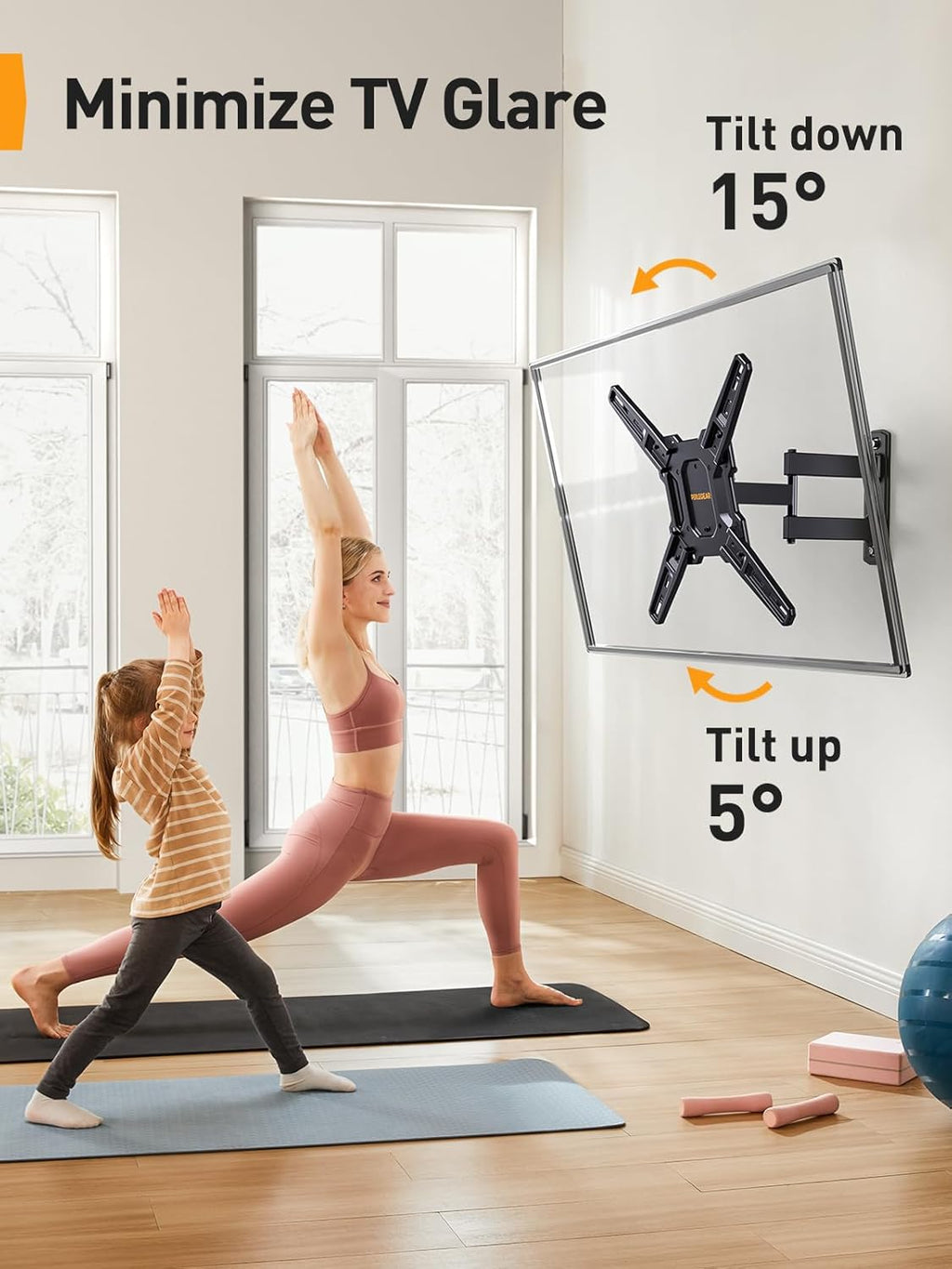 Perlegear Full Motion TV Mount - Articulating Wall Bracket for 26-65 Inch TVs | Tool-Free Tilt & Swivel, Max VESA 400x400mm