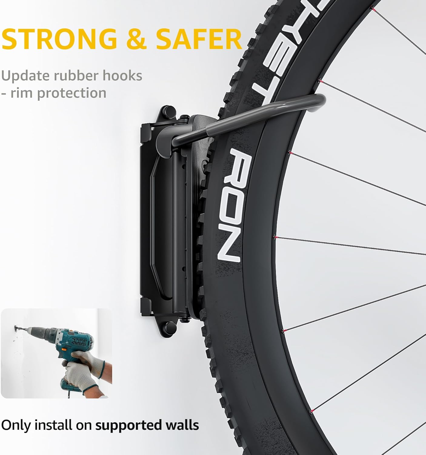 monTEK Swivel Bike Wall Mount - Space-Saving Vertical Bike Rack | Sturdy 66 lbs Capacity, Easy Installation