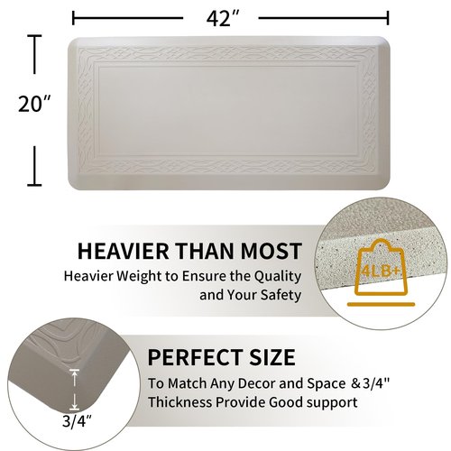 20 x 42 Inch Extra Support Anti Fatigue Comfort Kitchen Mat, Waterproof Long Kitchen Runner, Non-Slip Standing Desk Mat, Commercial Pads for Offices, Home, Garages (Bordeaux Cabblestone, 20'' x 42'')