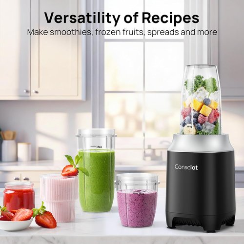 Consciot CB10 Blender Combo - 11-Piece Set for Smoothies, Shakes & Baby Food | 900W, 3 BPA-Free Cups
