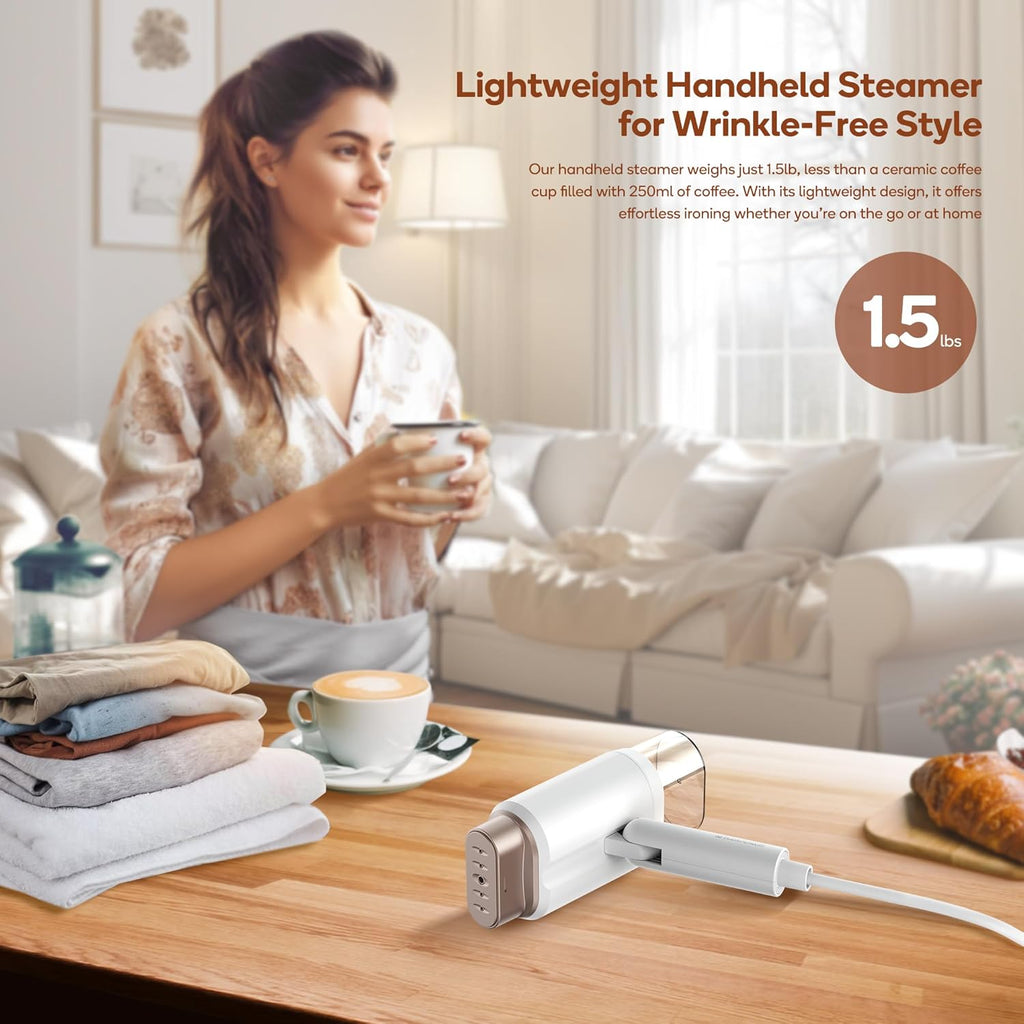 Newbealer Handheld Clothes Steamer - 1200W Portable Fabric Wrinkle Remover, 180ml Capacity, Lightweight Design