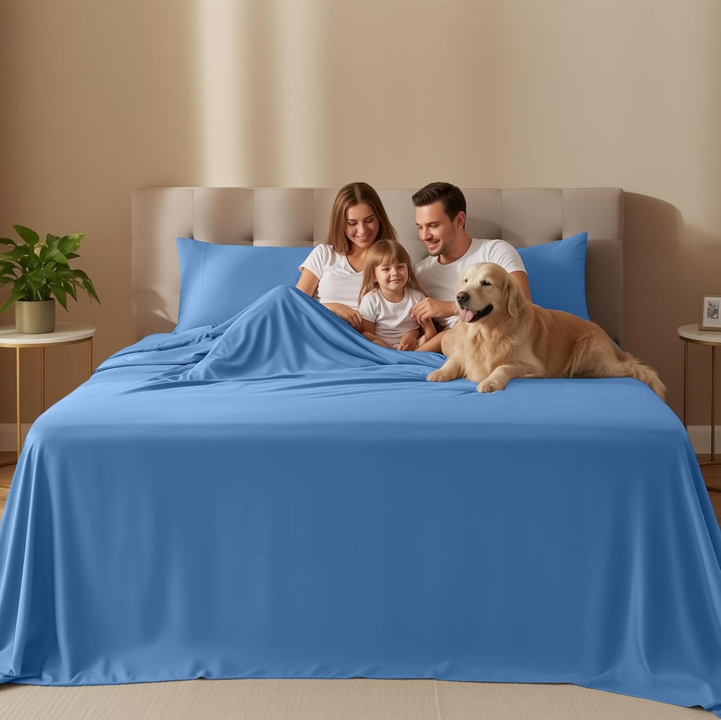 Utopia Bedding King Size Sheet Set - Soft & Breathable Microfiber, 4-Piece in Dutch Blue