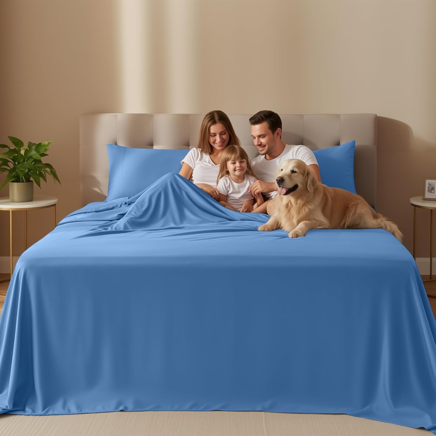 Utopia Bedding King Size Sheet Set - Soft & Breathable Microfiber, 4-Piece in Dutch Blue