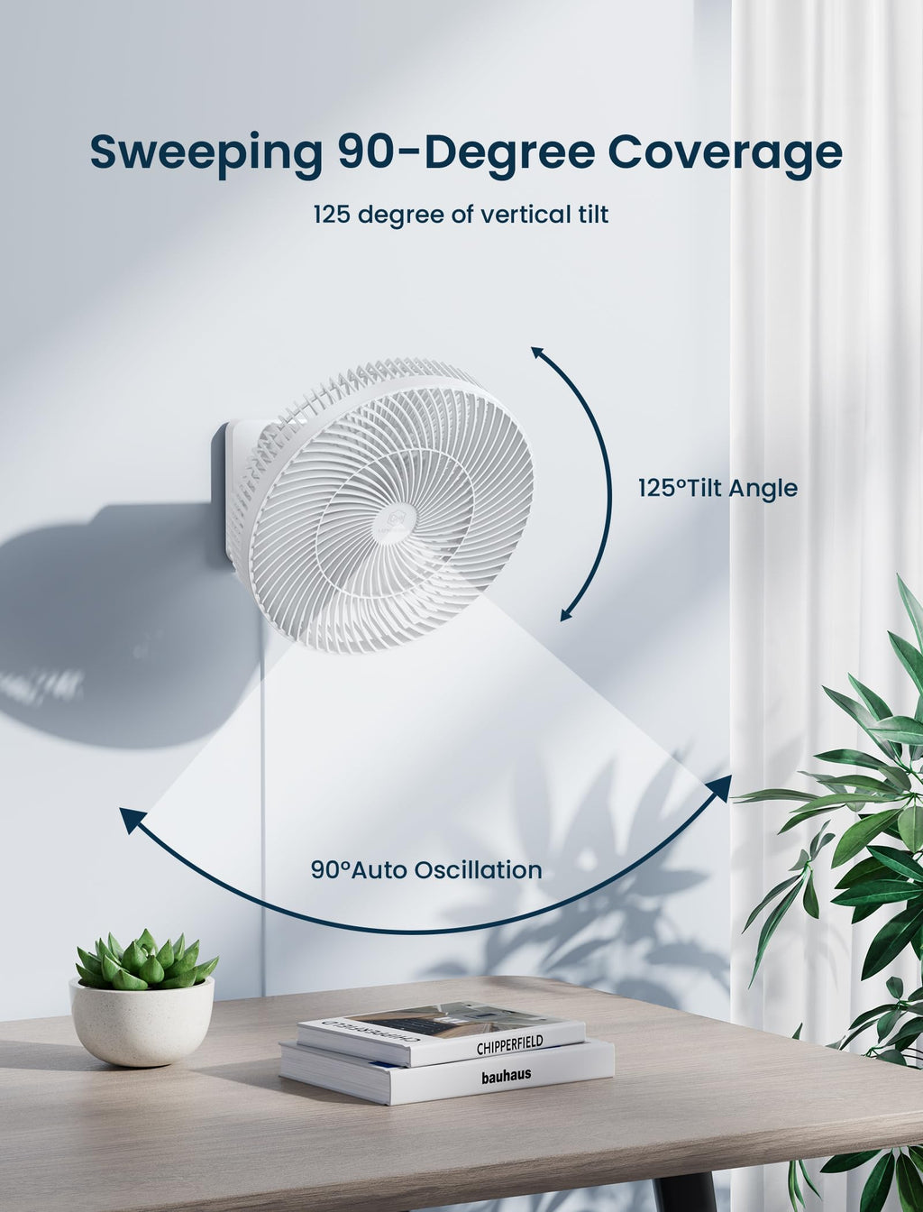 12 Inch Oscillating Wall Mount Fan with Remote & Timer, 4-Speed Quiet Indoor Bathroom/RV Fan, 90°Rotation,Adjustable Tilt,8.2ft Cord for Bedroom&Home Cooling, AC Fan for Corner,Garage,Easy Mount/Clean