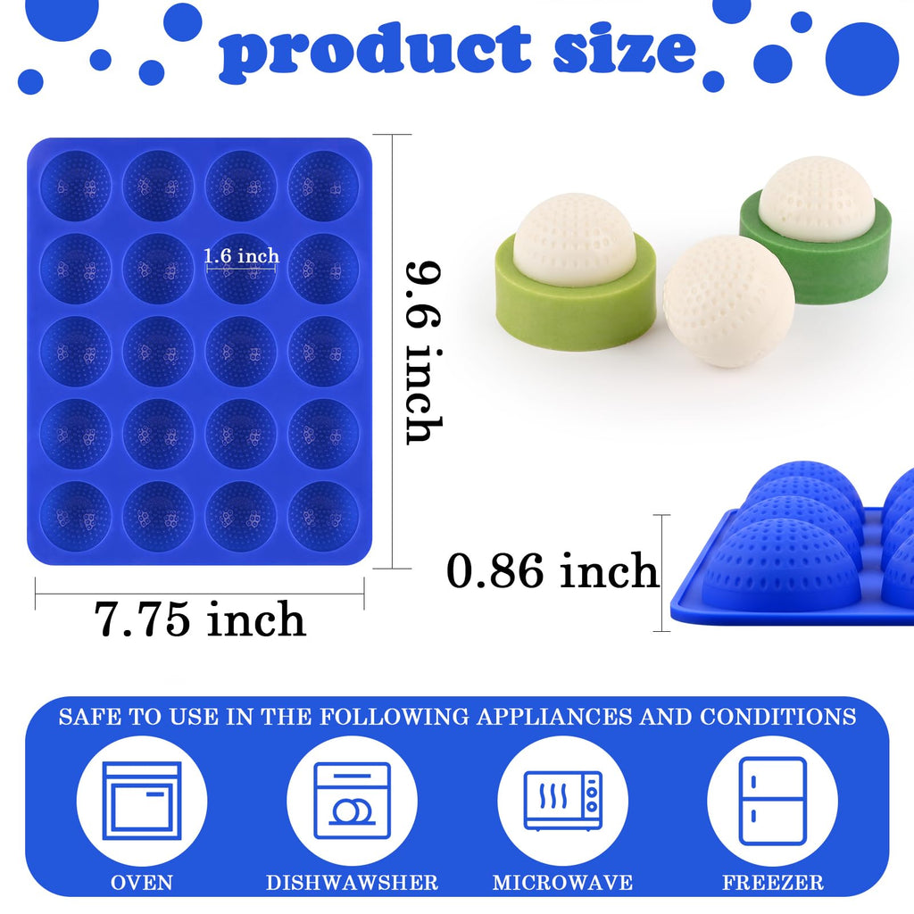 Wrbin 2 Pack Golf Ball Mold, Silicone Golf Ball Cake Pop Mold, 20-Cavity 3D Sphere Mold for Chocolate,Cake Pops, Ice Cubes, Bath bombs