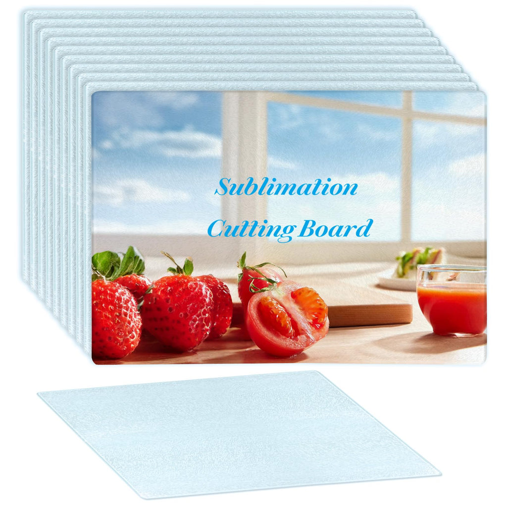 10 Pcs Sublimation Cutting Board Blanks, Textured Tempered Glass Cutting Boards For Kitchen, Anti Slip Chopping Board For Countertop Heat Press Machine Personalized Home Decoration