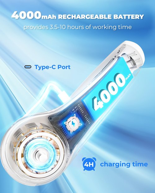 Hssio Neck Fan with 4000mAh Rechargeable Battery & LED Display, Portable Personal Cooler for Women/Men, 3-Speed Bladeless 360° Cooling Fans, Stylish Gift for Gym/Travel/Office, White
