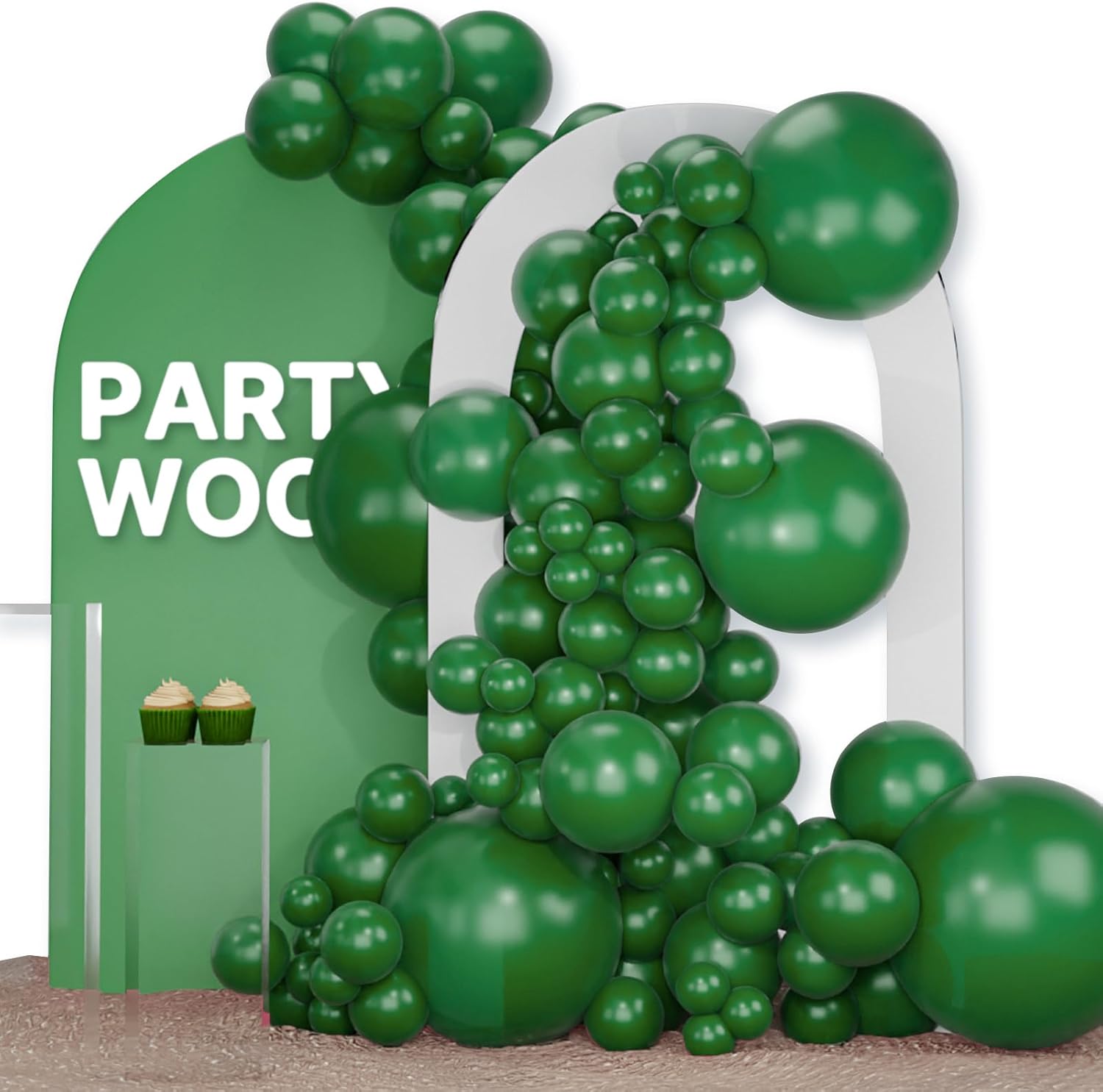 PartyWoo Dark Green Balloons - 120-Piece Emerald Balloon Arch Kit for Birthday & Jungle Theme Decor