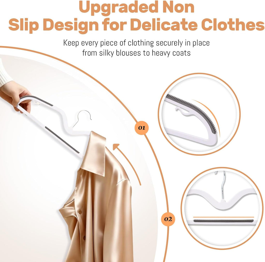 Sishynio Heavy Duty Plastic Hangers - 20 Pack Non-Slip Closet Organizer for Shirts & Coats (Grey)