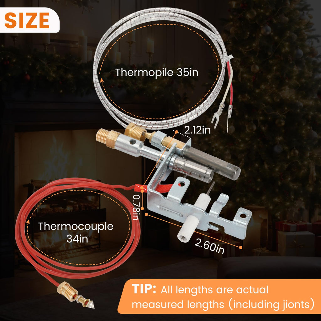 14D0477 LPG8404 R3623 Propane Gas LP ODS Pilot Assembly Replacement for Comfort Glow, Glow Warm, Vanguard, FMI, Hearth Side Designs, Sears；103778-01 PP225 LPG8414 Thermocouple for Gas Fireplace