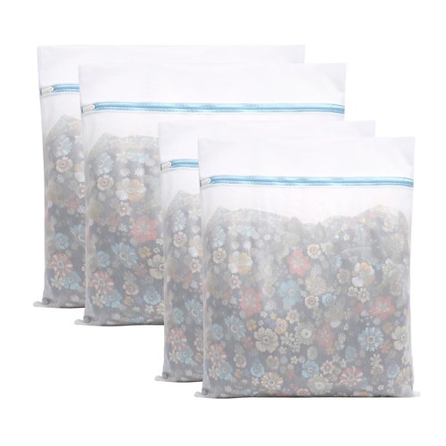 4 Pcs Large Mesh Laundry Bags for Delicates Intimates Lingerie with Zipper 2 Pcs 24” x 24”, 2 Pcs 20” x 24”