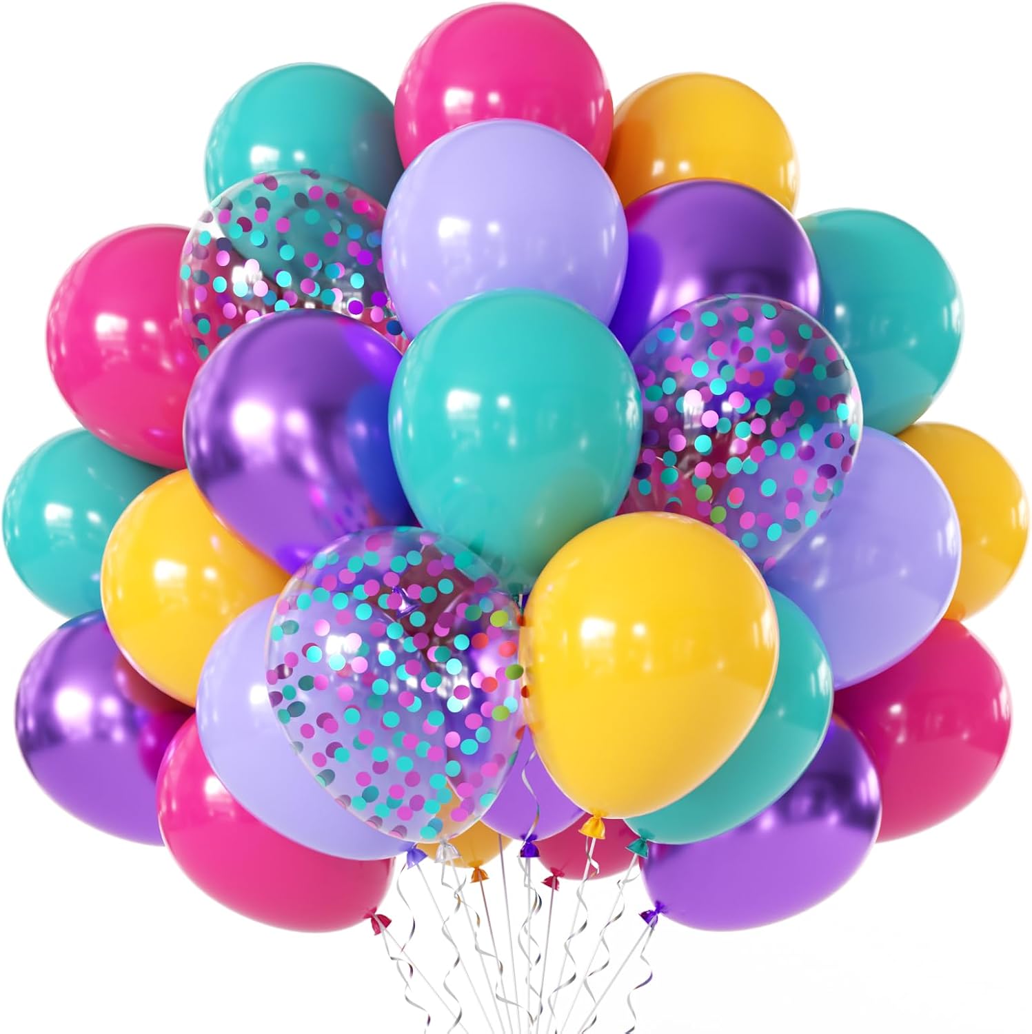Skiennix Pink Blue Purple Balloons - 50 Pcs 12 Inch Metallic Confetti for Magic Theme Party Decor