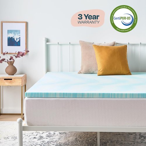 Linenspa 2 Inch Twin Size Gel Memory Foam Mattress Topper - Cooling & Pressure Relieving Design