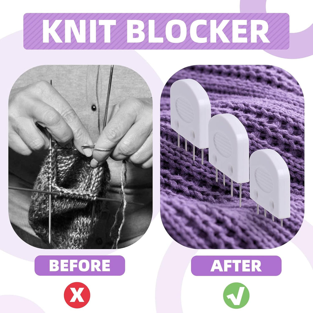 Skiennix Knit Blockers & Pins Kit - 20Pcs for Perfectly Blocking Knitting, Crochet & Lace Projects