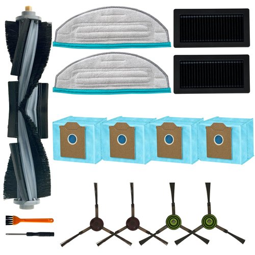 Replacement Parts Compatible with Ecovacs Yeedi Cube Robot Vacuum, Accessories including 1 Main Brush, 4 Side Brush, 2 Hepa Filter, 2 Mop Pad, 4Dust Bags