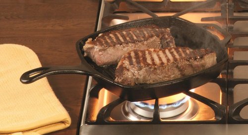 Lodge Cast Iron Grill Pan - 10.5-Inch Square Design for Perfect Grilling | Durable Black Finish
