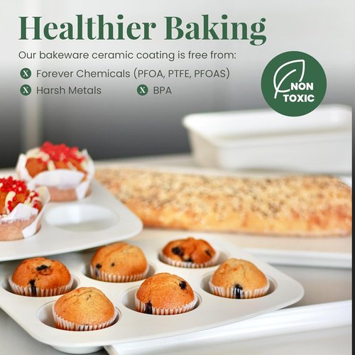 Larder & Vine 8-Piece Bakeware Set - Non-Stick Ceramic Finish | PFAS, PFOA, PTFE & BPA Free | French Gray