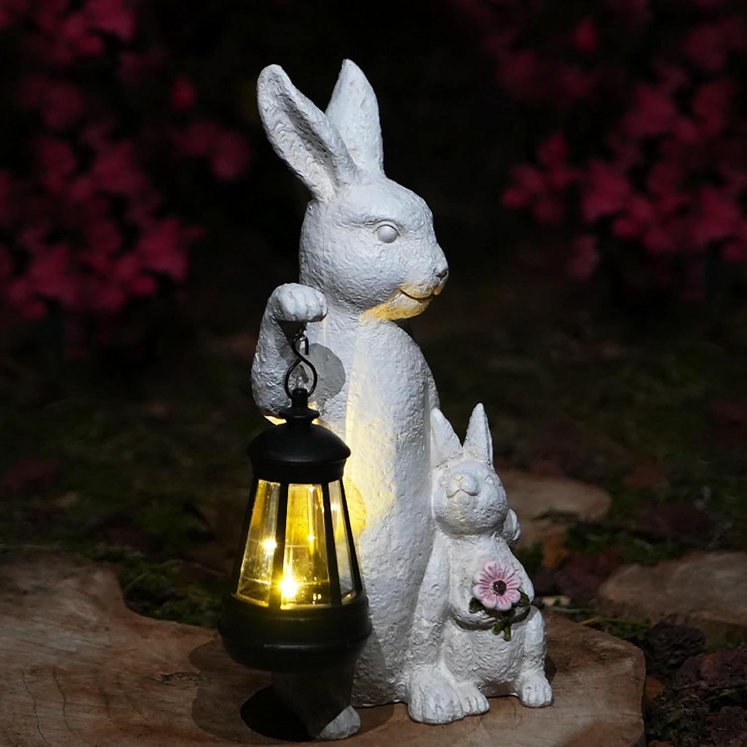 Skiennix Solar Outdoor Bunny Statues - LED Garden Sculptures for Patio & Lawn Decor | Perfect Mother's Day Gift