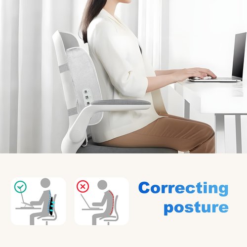 CILI Lumbar Support Pillow for Office Chair, Heated Back Support with Vibration, Back Massager for Chair, Rest Cushion Pillow for Desk Chair Sofa, Gifts for Mom Dad Women Men(Blue)