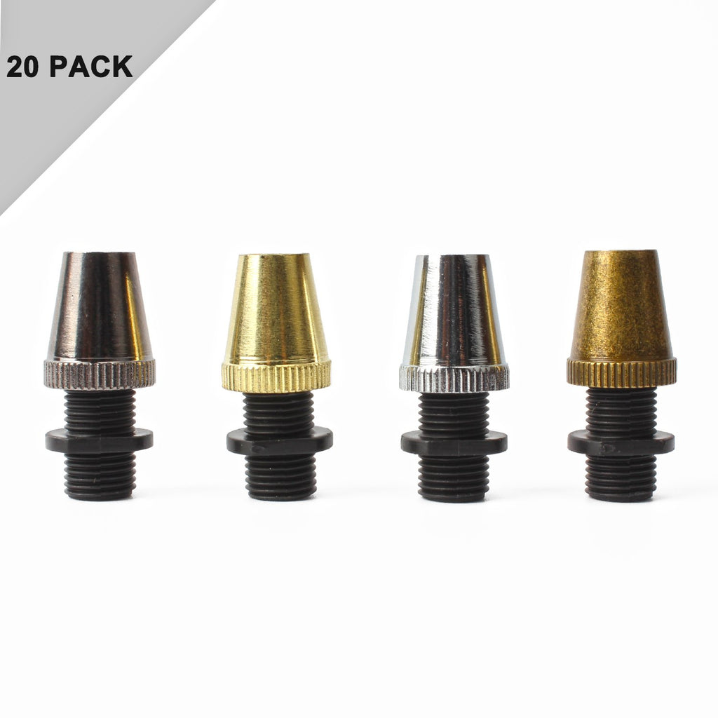 Retro Metal 20 Pcs Strain Relief Cord Connector Pendant Lighting Cord,PRUNLLA Aluminum Threaded Cord Grip Wire Clamp for Handmade Lighting,Lamps,Pendant (Glossy Black)