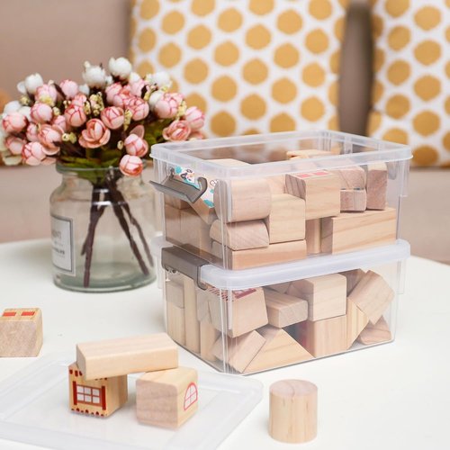 Anywish Small Storage Bins - 3.2 QT Clear Plastic Containers with Lids | 8-Pack Stackable Organizers