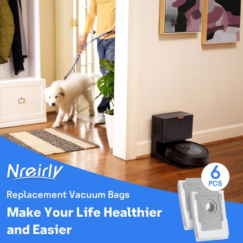 6 Pack Reusable Vacuum Bags for iRobot Roomba i & s & j Series, i7, i7+, i3, i3+, i4, i4+, i6, i6+, j7, j7+, i8, i8+, s9, s9+, Vacuum Replacement Bags for Clean Base Automatic Dirt Disposal
