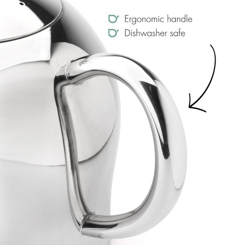 bredemeijer Santhee Double Walled Teapot, 0.5-Liter Stainless Steel Glossy Finish with Glossy Accents