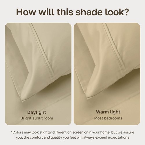 California Design Den Queen Size Bed Sheets Set - 100% Cotton, Silky Smooth Sateen, Deep Pockets, Beige
