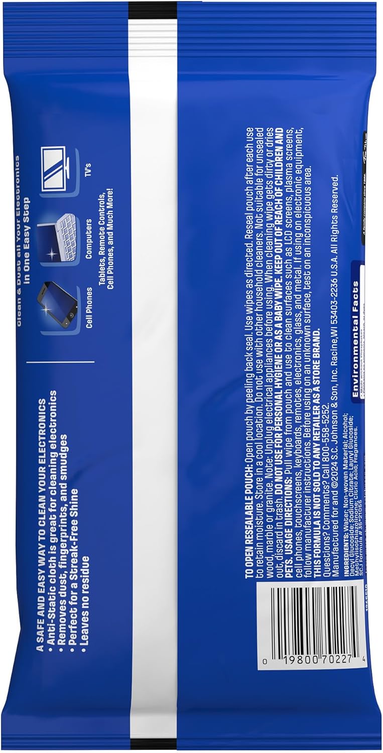 Windex Electronic Cleaning Wipes - Pre-Moistened Screen Wipes for TVs & Phones | Resealable, 25 Count (Pack of 3)